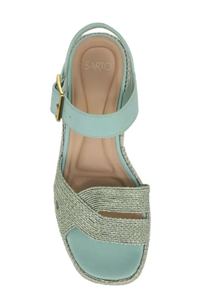 Sarto By Franco Sarto Tilly Ankle Strap Platform Wedge Sandal In Green