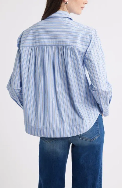 Caslon ® Long Sleeve Drop Hem Button-up Shirt In Blue