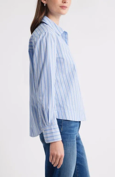 Caslon ® Long Sleeve Drop Hem Button-up Shirt In Blue