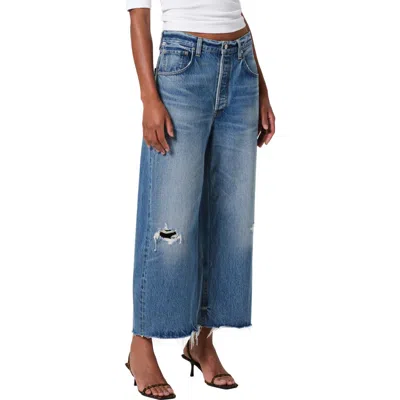 Citizen Of Humanity Citizens Of Humanity Ayla Raw Hem Crop Wide Leg Jeans In Blue