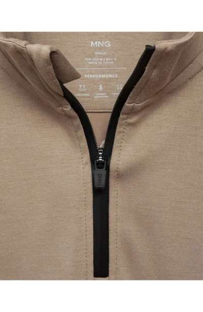 Mango Sudadera Comfort Stretch Quarter Zip Sweatshirt In Neutral