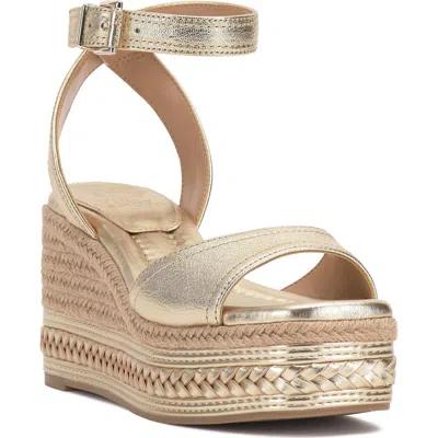 Vince Camuto Lilla Ankle Strap Platform Wedge In Brown