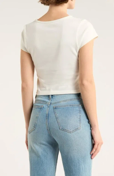 Pacsun Embroidered Heart Shimmer Crop T-shirt In White