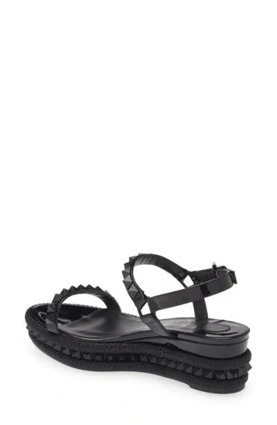 Christian Louboutin Pyraclou Glitter Espadrille Wedge Sandal In Black