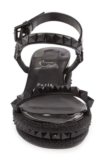Christian Louboutin Pyraclou Glitter Espadrille Wedge Sandal In Black