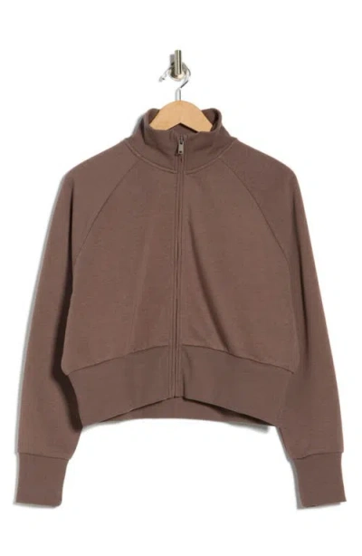 Z By Zella Feather Fleece Track Jacket In Brown