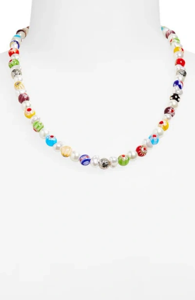 Eye Candy Los Angeles Milliefiori & Faux Pearl Beaded Necklace