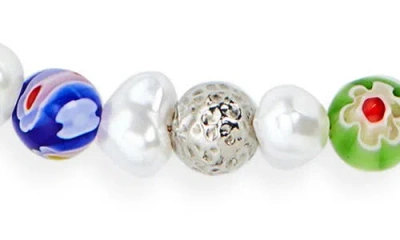 Eye Candy Los Angeles Milliefiori & Faux Pearl Beaded Necklace