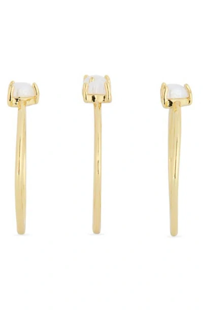 Nordstrom Rack Demi-fine 3-pack Faux Pearl Assorted Rings In Gold