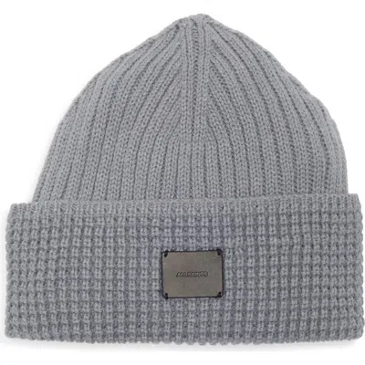 Allsaints Logo Patch Cuffed Beanie In Gray