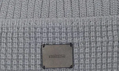 Allsaints Logo Patch Cuffed Beanie In Gray