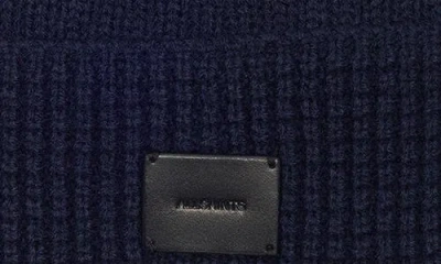 Allsaints Logo Patch Cuffed Beanie In Blue