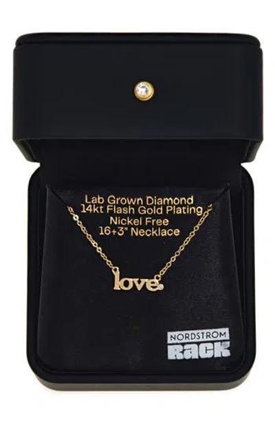 Nordstrom Rack 14k Gold Plated Lab Grown Diamond Love Pendant Necklace In Gold