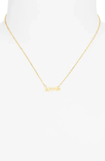 Nordstrom Rack 14k Gold Plated Lab Grown Diamond Love Pendant Necklace In Gold