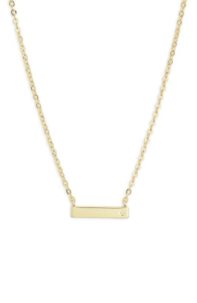 Nordstrom Rack 14k Gold Plated Lab Grown Diamond Bar Pendant Necklace In Gold