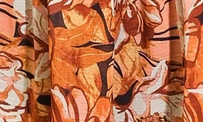 Flying Tomato Mixed Media Long Sleeve Dress In Orange