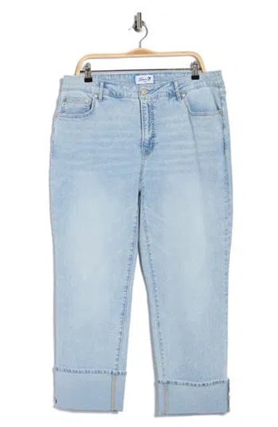Seven7 High Waist Straight Leg Cuffed Hem Jeans In Blue