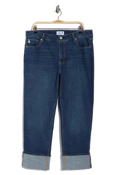 Seven7 High Waist Straight Leg Cuffed Hem Jeans In Brown