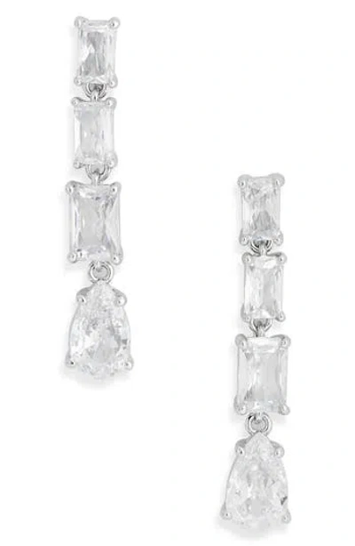 Nadri Spender Cubic Zirconia Linear Drop Earrings In Silver