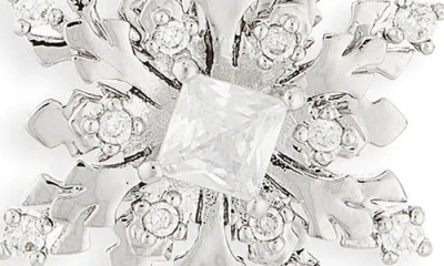 Nadri Set Of 2 Snowflake Stud Earrings In Silver