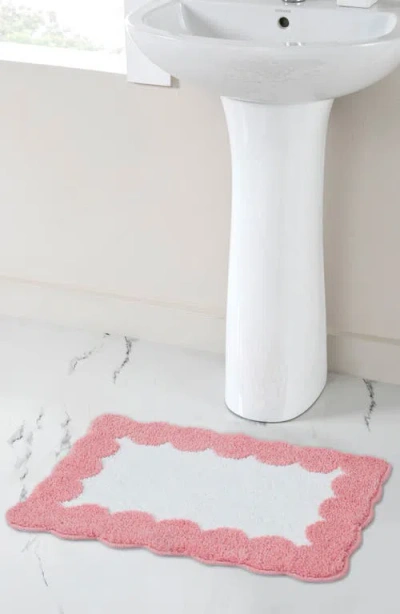 Vcny Home Scalloped Edge Tufted Bath Mat In Pink