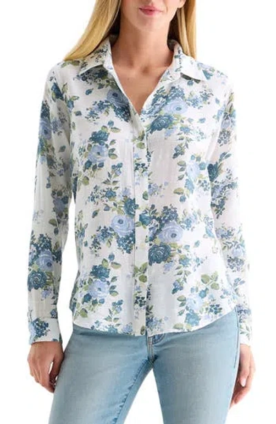 Lucky Brand Heart Print Button-up Shirt In Multi