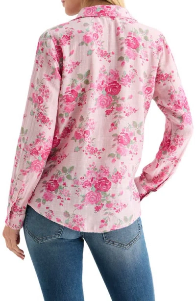 Lucky Brand Heart Print Button-up Shirt In Pink