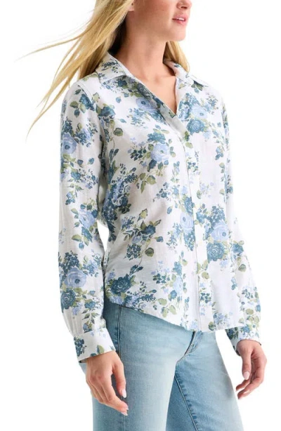 Lucky Brand Heart Print Button-up Shirt In Multi