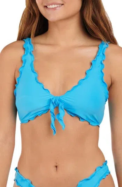 Citrus Solid Merrow Bralette Bikini Top In Blue