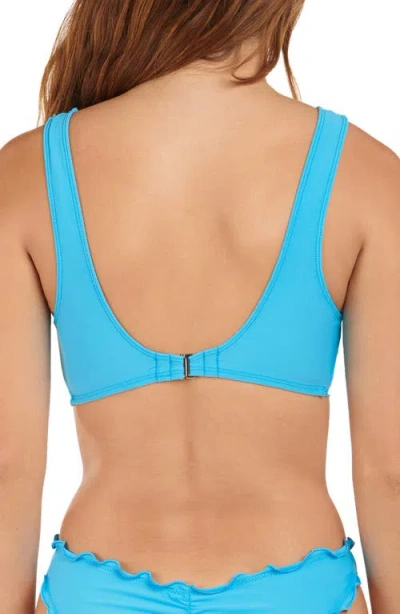 Citrus Solid Merrow Bralette Bikini Top In Blue