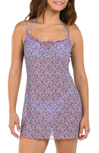 Citrus Flora Mesh Merrow Cover-up Dress In Purple