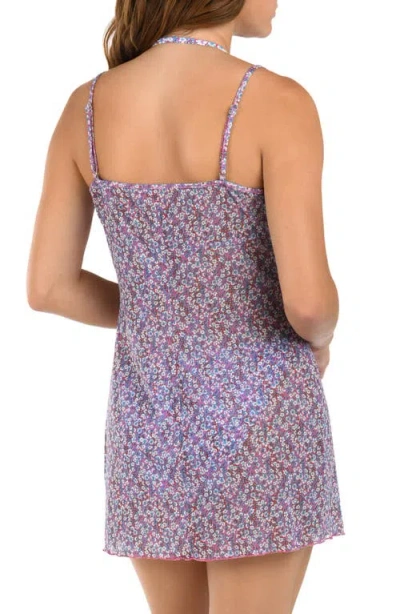 Citrus Flora Mesh Merrow Cover-up Dress In Purple