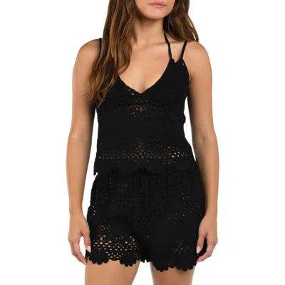 Citrus Crochet Cover-up Camisole In Black