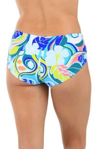 Citrus Hibiscus Hot Pants Swim Bottoms In Blue