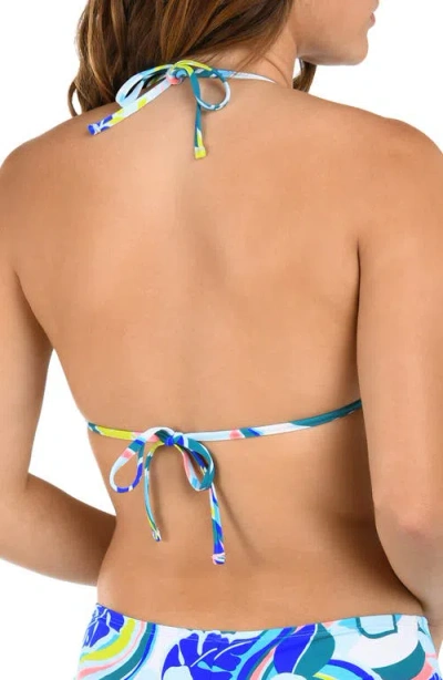 Citrus Hibiscus Triangle Bikini Top In Blue