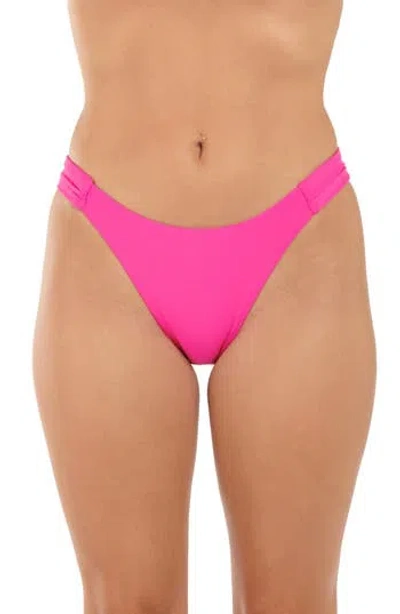 Citrus Solid Shirred Side Bikini Bottoms In Pink