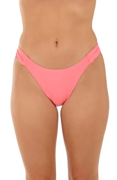 Citrus Solid Shirred Side Bikini Bottoms In Pink