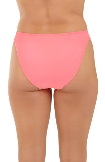 Citrus Solid Shirred Side Bikini Bottoms In Pink