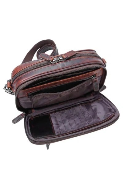 Mancini Buffalo Leather Organizer Crossbody Bag In Brown