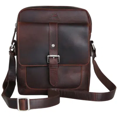 Mancini Buffalo Collection Leather Crossbody Bag In Brown