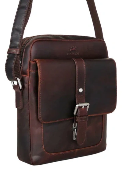 Mancini Buffalo Collection Leather Crossbody Bag In Brown