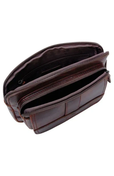 Mancini Buffalo Leather Belt Bag In Brown