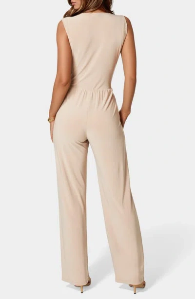 Bebe Sleeveless Faux Wrap Jumpsuit In Brown