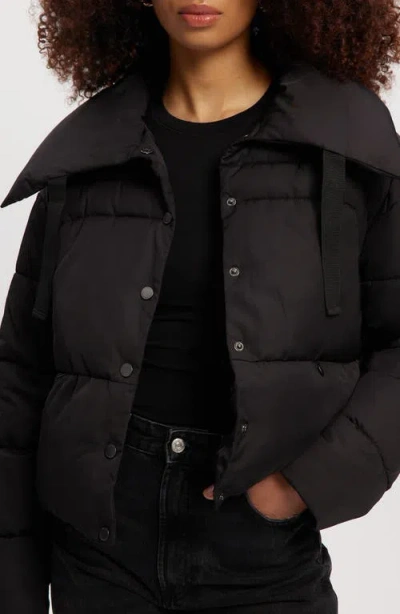 Noize Crop Puffer Jacket In Black