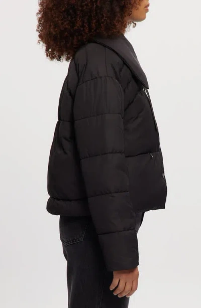 Noize Crop Puffer Jacket In Black
