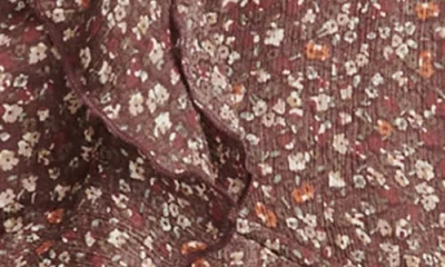 Lucky Brand Floral Ruffle Collar Top In Brown