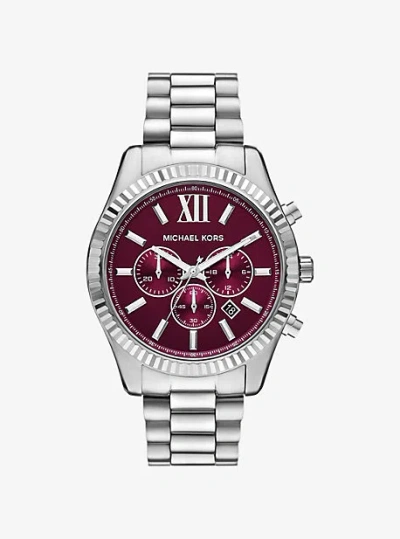 Michael Kors Oversized Lexington Silver-tone Watch In Burgundy