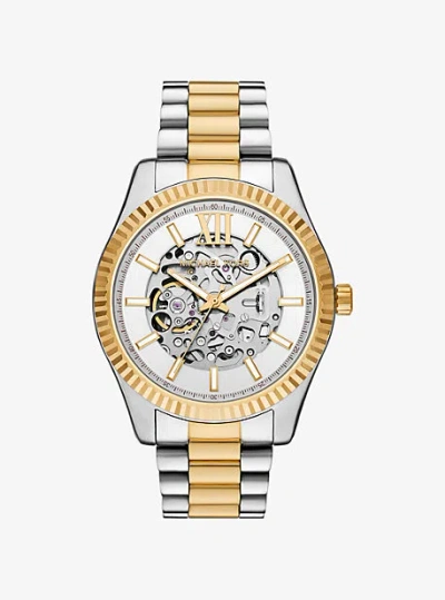 Michael Kors Oversized Lexington Two-tone Watch In Gold