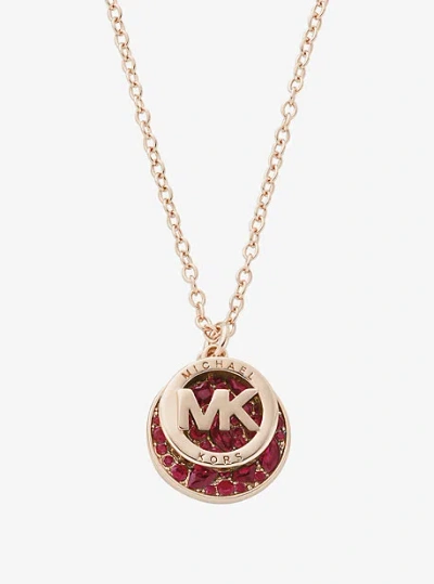 Michael Kors Pavé Logo Necklace In Gold