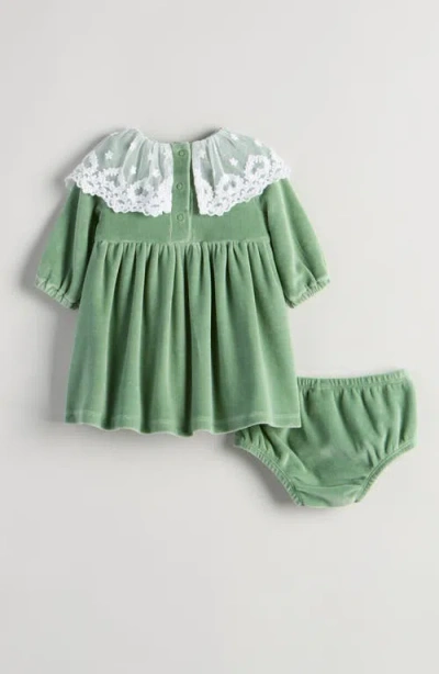 Nordstrom Cotton Blend Velour Dress & Bloomers In Green